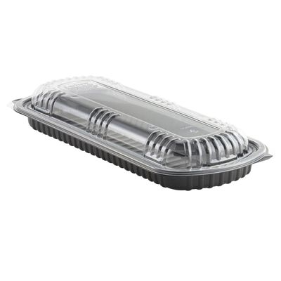 Anchor Packaging Microraves Polypropylene Full Slab Rib Food Container Black/Clear, 16.63" Length x 7" Width x 2.33" Depth | 100/Case