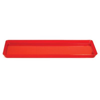 Club Pack of 12 Translucent Red Rectangular Plastic Party Trays 15.5"
