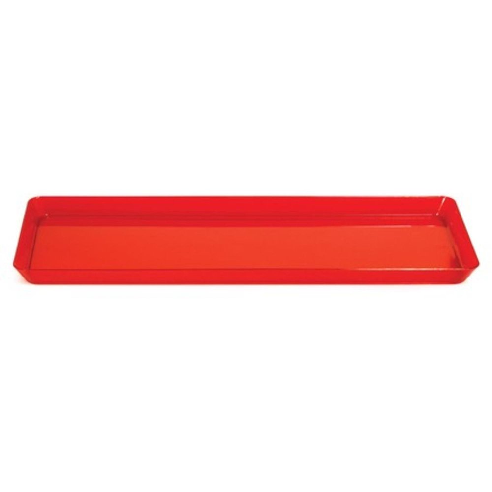 Club Pack of 12 Translucent Red Rectangular Plastic Party Trays 15.5"