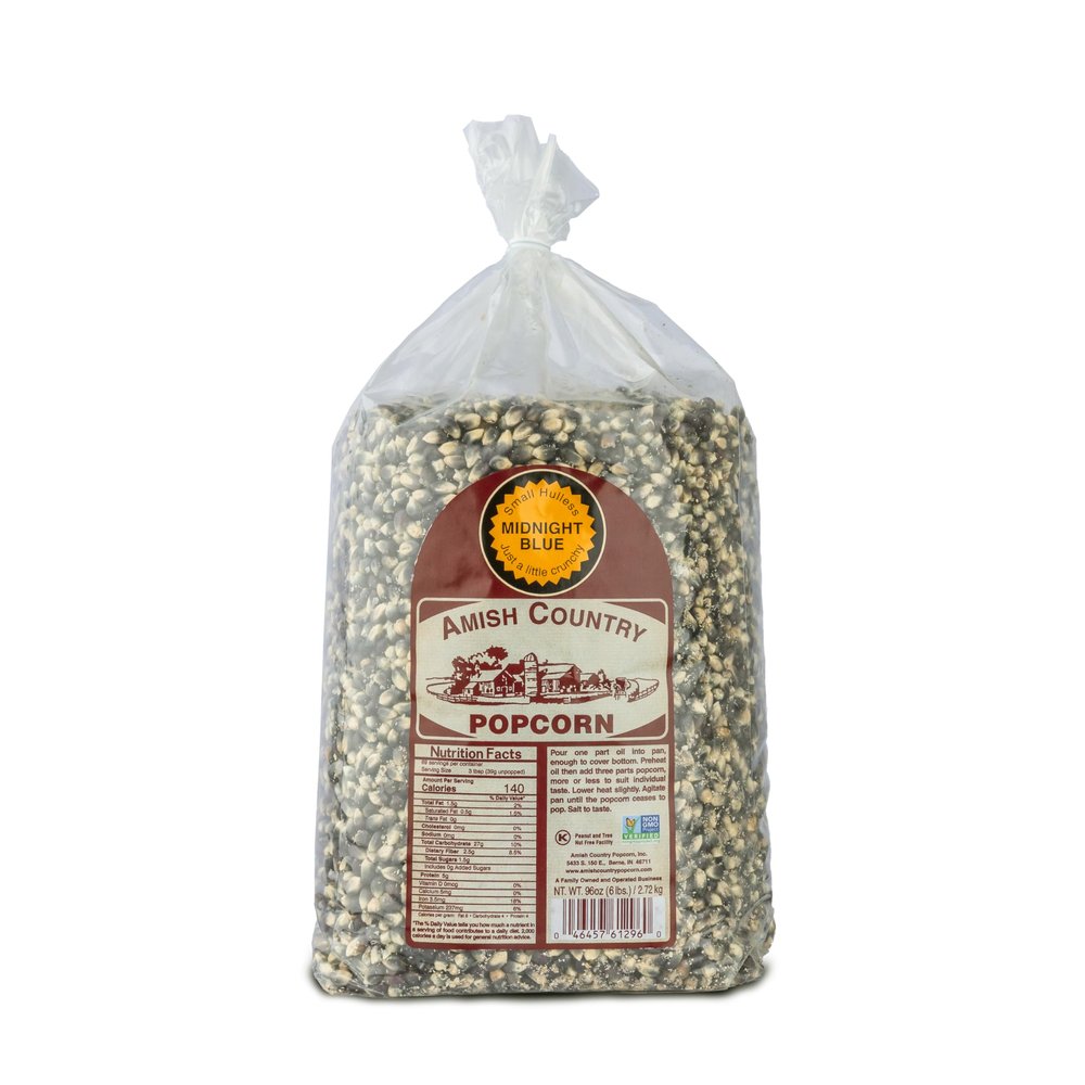 Amish Country Popcorn | 6 lb Bag | Midnight Blue Popcorn Kernels | Old Fashioned, Non-GMO and Gluten Free (Midnight Blue - 6 lb Bag)