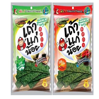 2pcs X 36g Tao Kae Noi Fried Crispy Seaweed Snack Original Classic Flavor & Spicy Flavor