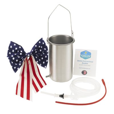Purelife Coffee Enema Kit - Made in The USA Enema Bucket - Medical Grade Silicone Enema Hose - Non Toxic