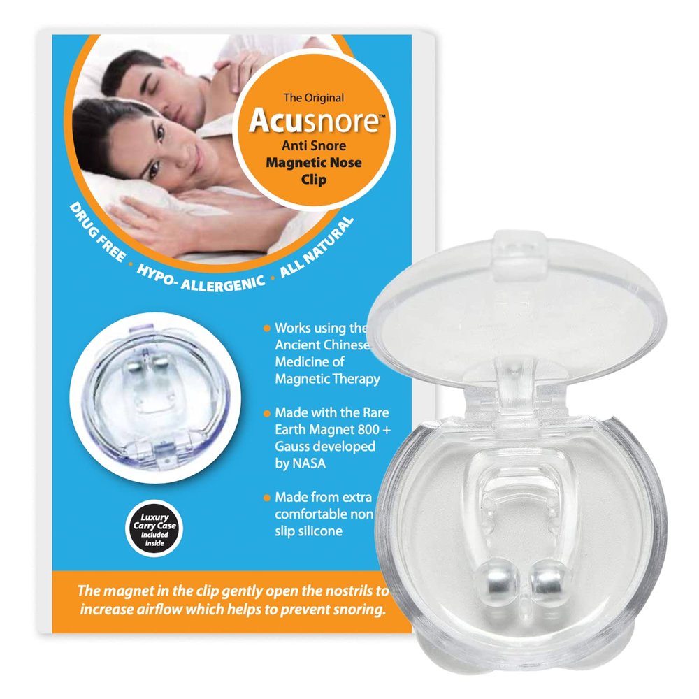 Acusnore Anti Snore Magnetic Nose Clip- Stop Snoring Device Comfortable Silicone with Travel Carry Case