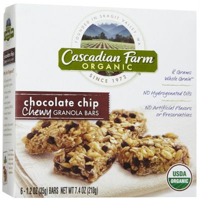 Cascadian Farms Organic Chocolate Chip Chewy Granola Bar, 1.2 oz 6 count