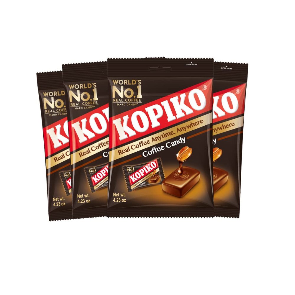 Kopiko Coffee Candy Your Take-Out Pocket Coffee for Every Occasion - Hard Candy Made from Indonesias Coffee Beans Contains Real Coffee Extract for Better Taste (4 Pack Bags)