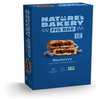 Nature's Bakery Whole Wheat Fig Bars, Blueberry, 1- 12 Count Box of 2 oz Twin Packs (12 Packs), Vegan Snacks, Non-GMO