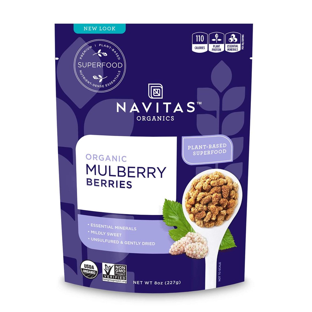 Navitas Organics Mulberries, 8 oz. Bag, 8 Servings  Organic, Non-GMO, Sun-Dried, Gluten-Free, Sulfite-Free
