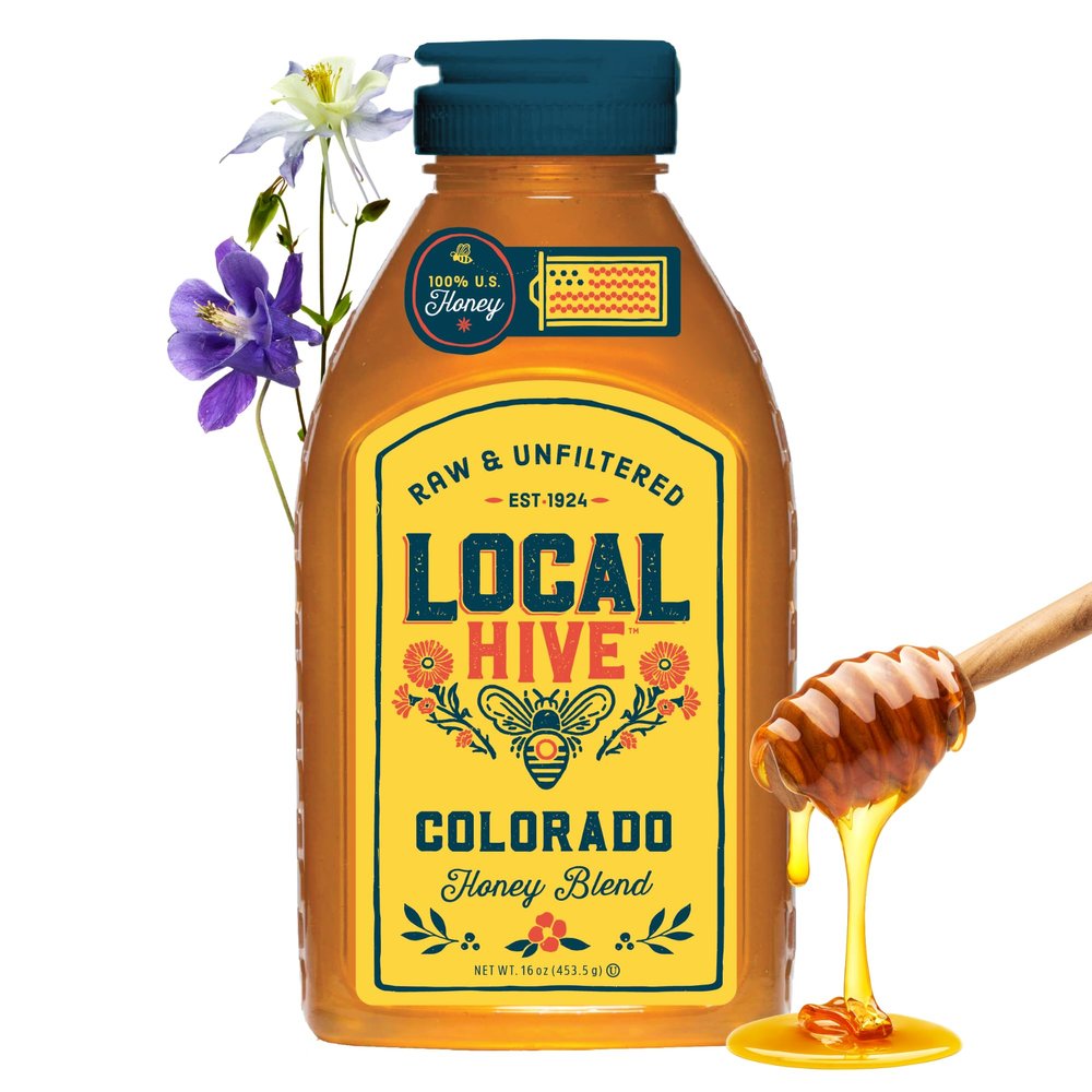 Local Hive Colorado Raw & Unfiltered  16 oz | 100% Pure U.S. Honey | Natural Sweetener Sourced from American Bees & Beekeepers | Authentic Regional Flavor | Ideal for Tea, Baking & Cooking