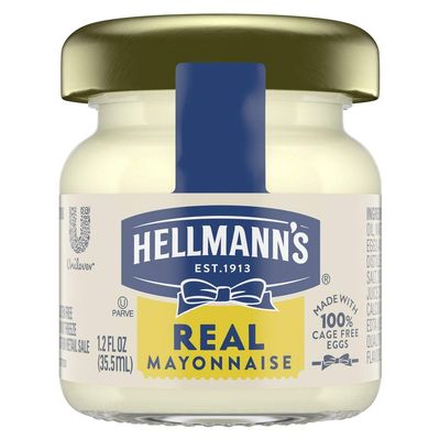 Hellmann's Real Mayonnaise Mini Jars, Condiment for Sandwiches, Salads, Mayo Made with 100% Cage Free Eggs, Gluten Free, 1.2 oz, Pack of 72