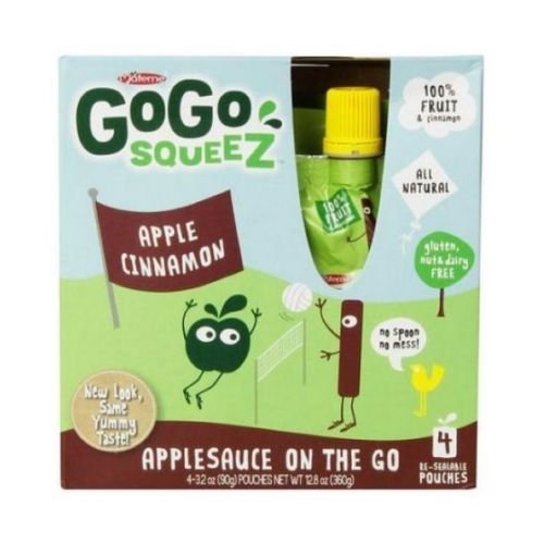 GoGo Squeez Apple Cinnamon On The Go Applesauce, 3.2 Ounce - 4 per pack -- 12 packs per case.