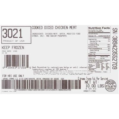 Dutch Quality House Fully Cooked Diced Marinated Chicken, 1/2 x 1/2inch -- 2 per case.