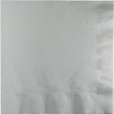 Club Pack of 900 Shimmering Silver 2-Ply Party Lunch Napkins 6.5"