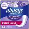 Always Anti-Bunch Xtra Protection, Panty Liners for Women, Extra Long Length, Unscented, 68 Count view 1