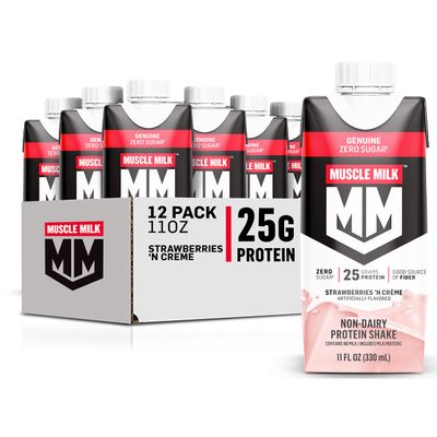 Muscle Milk Genuine Protein Shake, Strawberries 'N Crme, 25g Protein, 11 Fl Oz, 12 Pack