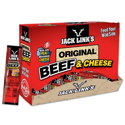 Jack Links Original Beef & Cheese Combo Pack, 1.2 oz., Pack of 48 Original 100% Beef Stick and Cheese Stick Made with Real Wisconsin Cheese - 7g Protein, Made with Beef