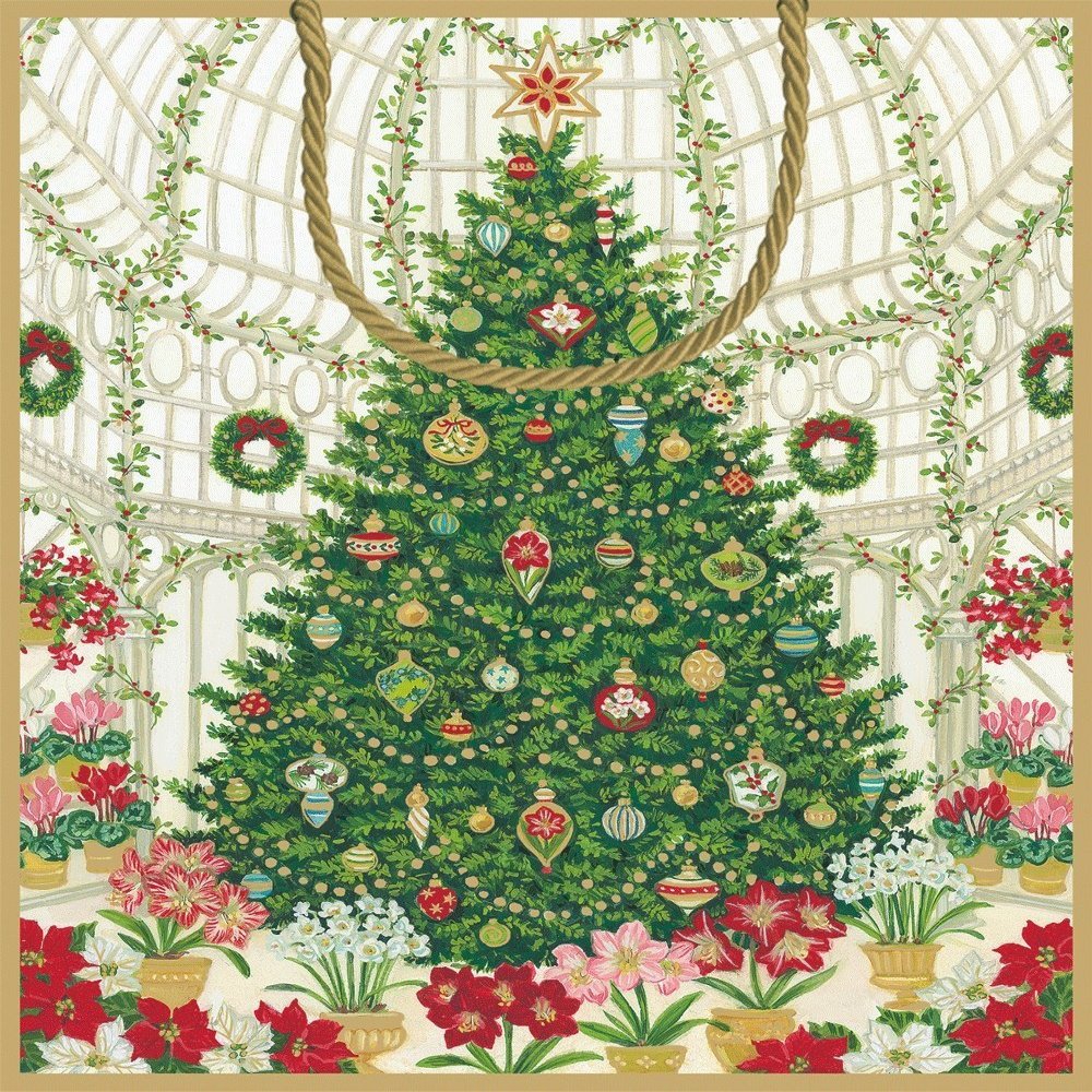 Caspari Christmas at the Garden Gift Bag, Multi-Colour