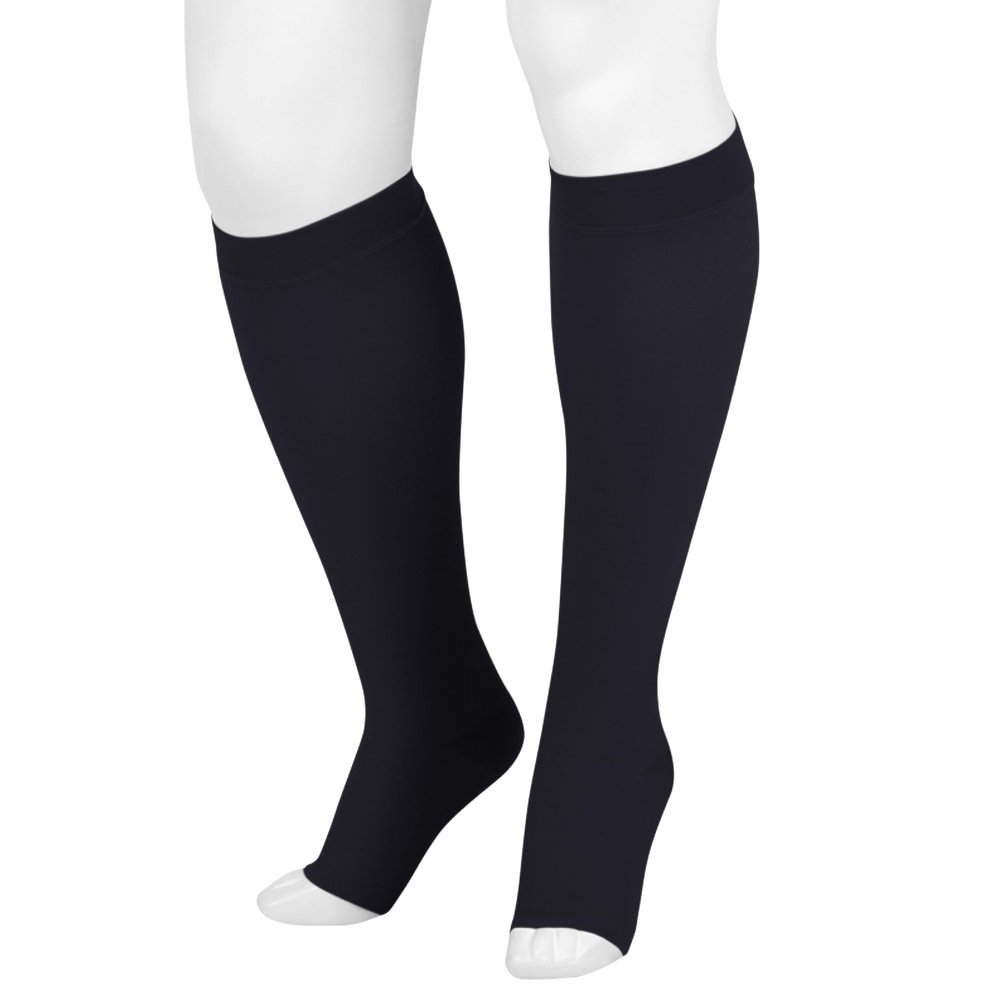 Juzo Dynamic Varin 3513 Knee-High, 40-50 mmHg Open Toe Compression Stocking - Men & Women, 5 (V), Black
