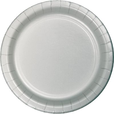 Club Pack of 180 Shimmering Silver Paper Party Banquet Dinner Plates 9"
