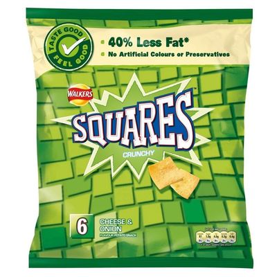 Walkers Squares - Cheese & Onion (6x25g)