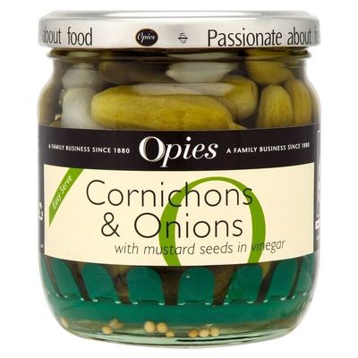 Opies Cornichons & Onions with Mustard Seeds (400g)