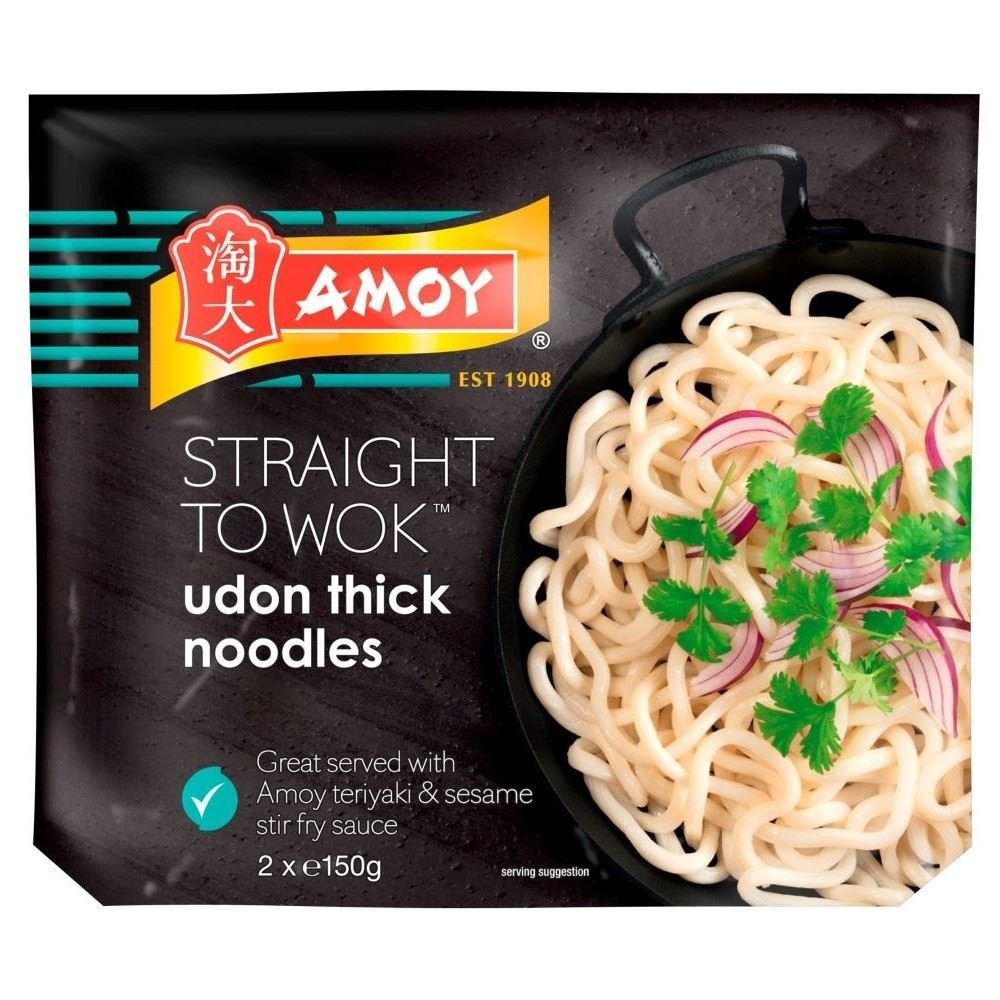 Amoy Straight to Wok Udon Thick Noodles (2 per pack - 300g) - Pack of 2