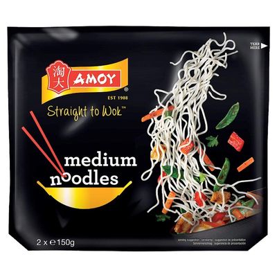 Amoy - Straight to Wok - Medium Noodles - 2 x 150g