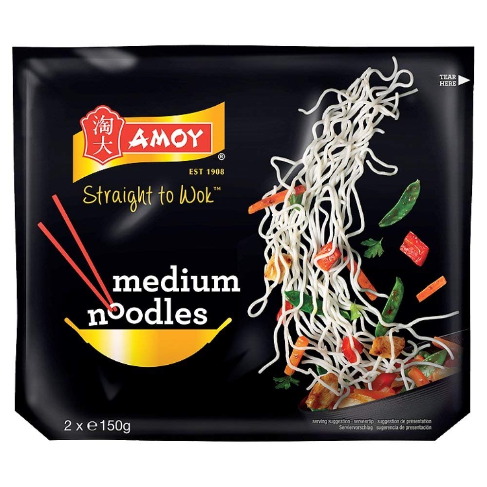 Amoy - Straight to Wok - Medium Noodles - 2 x 150g