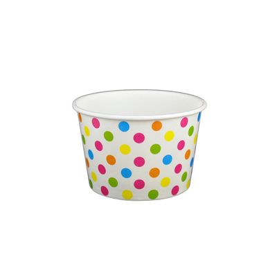 8 oz Yogurt Paper Cups- 1000 Count (Polka Dot- Rainbow)