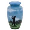 Golf Cremation Urn for Ashes, Aluminum, Blue Urn, Adult Sized Cremation Urn, 10 Inches High view 1