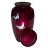 Butterfly Cremation Urn for Ashes, Aluminum, Red Urn, Adult Sized Cremation Urn, 10 Inches High view 2