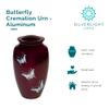Butterfly Cremation Urn for Ashes, Aluminum, Red Urn, Adult Sized Cremation Urn, 10 Inches High view 4