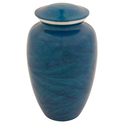 Monet Cremation Urn for Ashes, Aluminum, Blue Urn, Adult Sized Cremation Urn, 10.5 Inches High