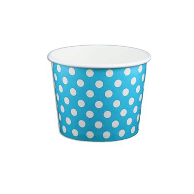 12 oz Yogurt Paper Cups- 1000 Count (Polka Dot- Blue)