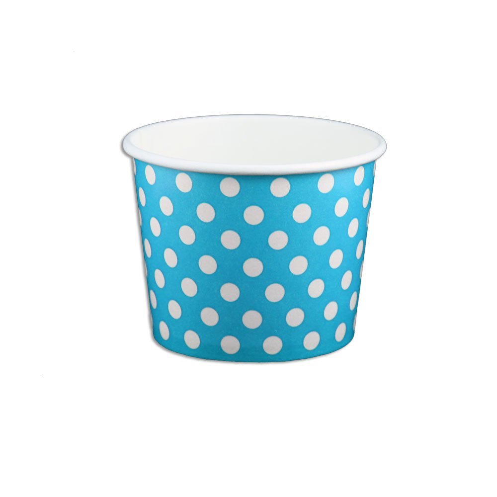 12 oz Yogurt Paper Cups- 1000 Count (Polka Dot- Blue)