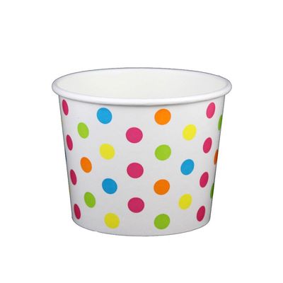 12 oz Yogurt Paper Cups- 1000 Count (Polka Dot- Rainbow)