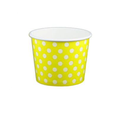 12 oz Yogurt Paper Cups- 1000 Count (Polka Dot- Yellow)