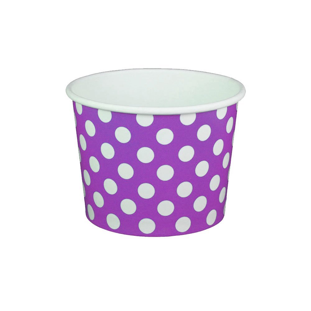 12 oz Yogurt Paper Cups- 1000 Count (Polka Dot- Purple)