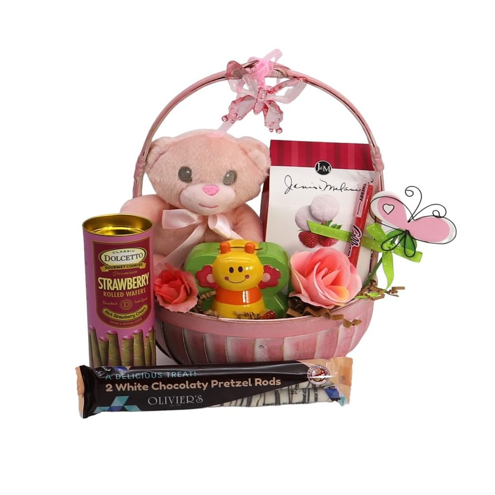 Gift Basket Village - Little Miss Gift Basket: Cookies, Plush, Piggy Bank, and More, Perfect for Girls, Handcrafted in the USA