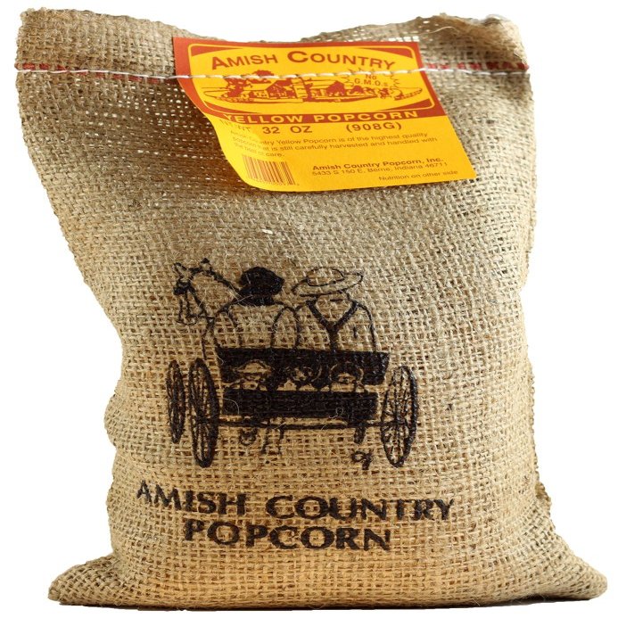 Amish Country Popcorn, Yellow, 2 Pounds in a Burlap Bag