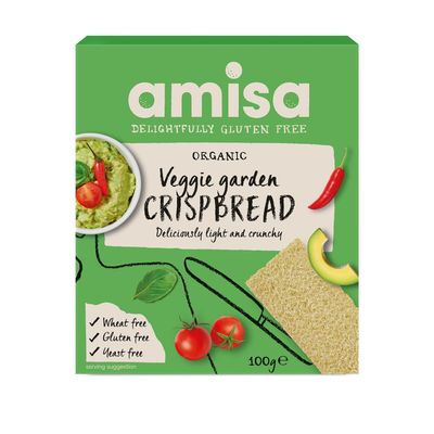 Amisa Organic Gluten Free Veggie Garden Crisp Bread 100 g (Pack of 4)