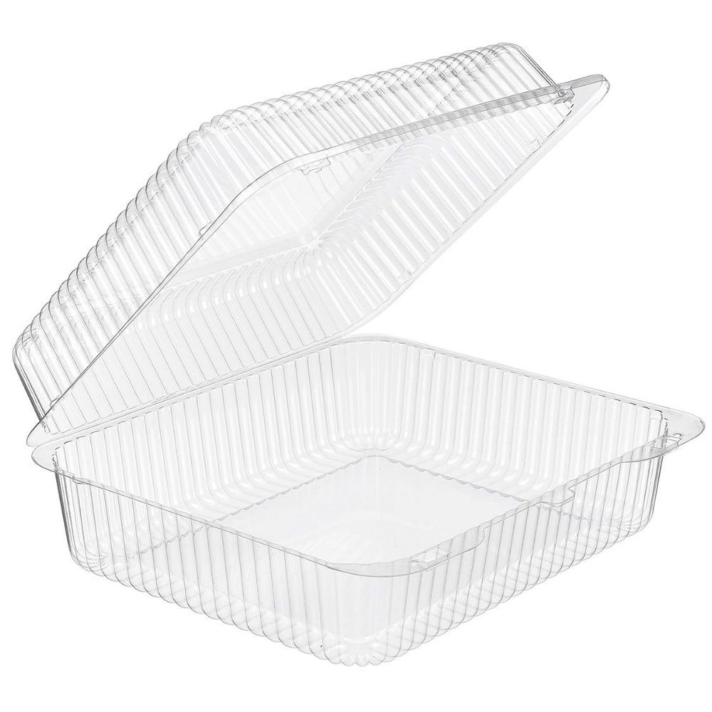 10 13/16" x 9 13/16" x 4 3/8" 12 Count Clear Hinged Plastic Donut Container - 200 per case