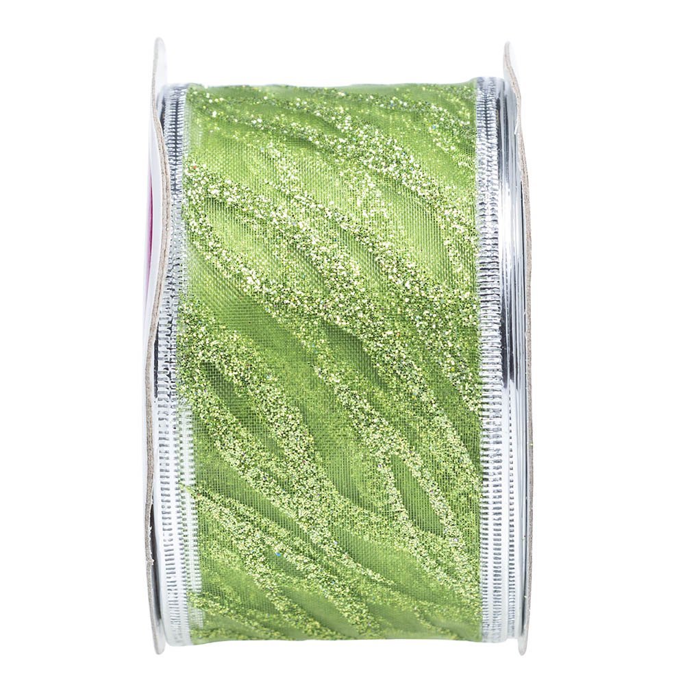 JAM PAPER Holiday Ribbon - 2 x 3 Yards - Green Wave - Sold Individually
