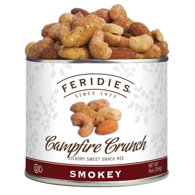 FERIDIES Smokey Campfire Crunch Snack Mix with Extra Large Virginia Peanuts, 9oz Vacuum Sealed Tin