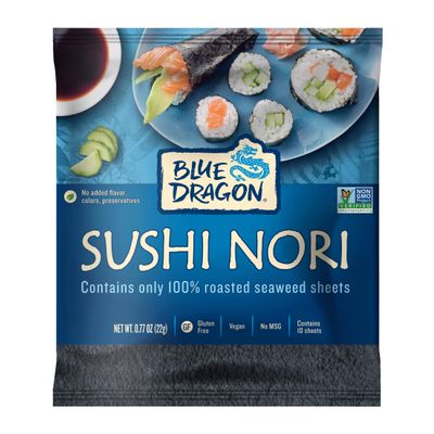 Blue Dragon Sushi Nori - 0.77oz (Pack of 10) - No Artificial Flavors Or Preservatives - Made With 100% Roasted Seaweed Sheets - Vegan, Gluten Free Seaweed Wraps - Ideal For Sushi Rolls & Hand Rolls