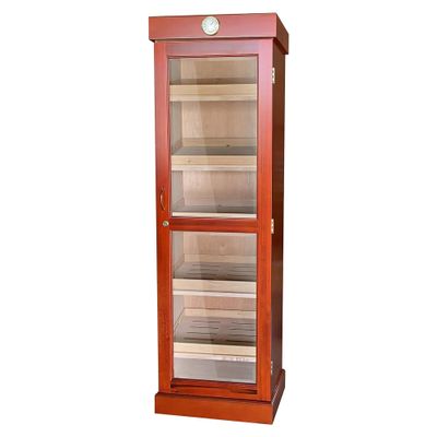 Humidor Supreme Cherry Finish Tower Humidor with Adjustable Shelves | Large Capacity Cigar Humidor Cabinet with Tempered Beveled Glass Door, Hygrometer & Dried Spanish Cedar Lining - Holds 3000 Cigars
