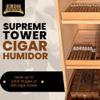 Humidor Supreme Cherry Finish Tower Humidor with Adjustable Shelves | Large Capacity Cigar Humidor Cabinet with Tempered Beveled Glass Door, Hygrometer & Dried Spanish Cedar Lining - Holds 3000 Cigars view 2