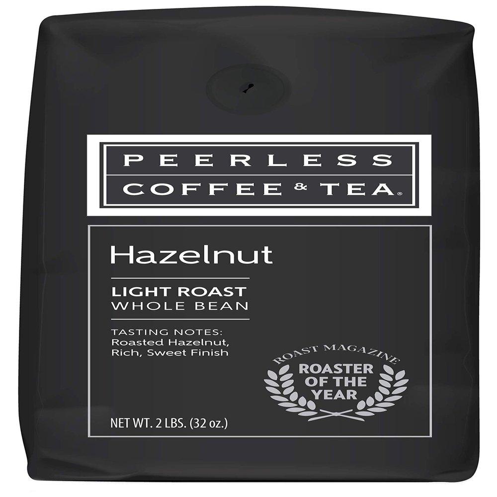 32oz Hazelnut, Whole Bean Coffee, Medium Roast, by Peerless Coffee & Tea (Pack of 1)