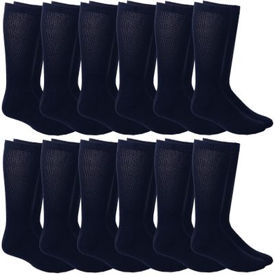 12 Pairs of Yacht & Smith Men's Value Pack of Ring Spun Cotton Crew Diabetic, Nephropathy Socks