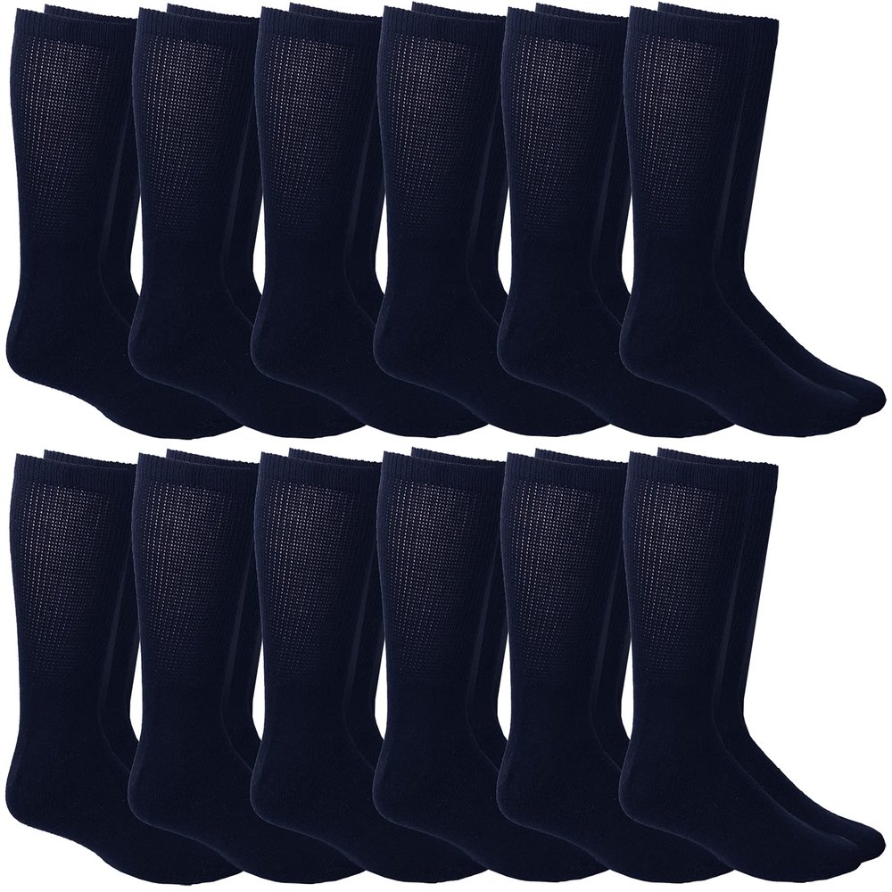 12 Pairs of Yacht & Smith Men's Value Pack of Ring Spun Cotton Crew Diabetic, Nephropathy Socks