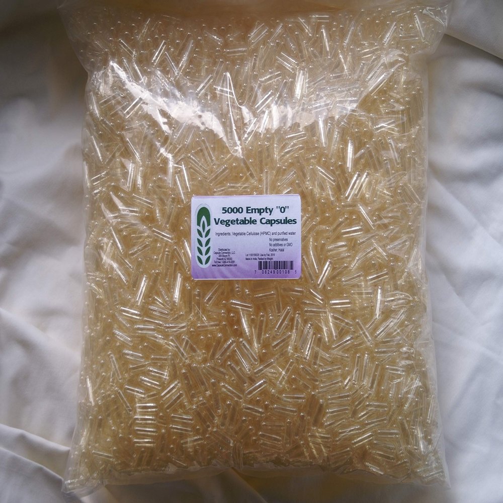 5000 Bulk Wholesale Empty Vegetable Capsules, "0" Size